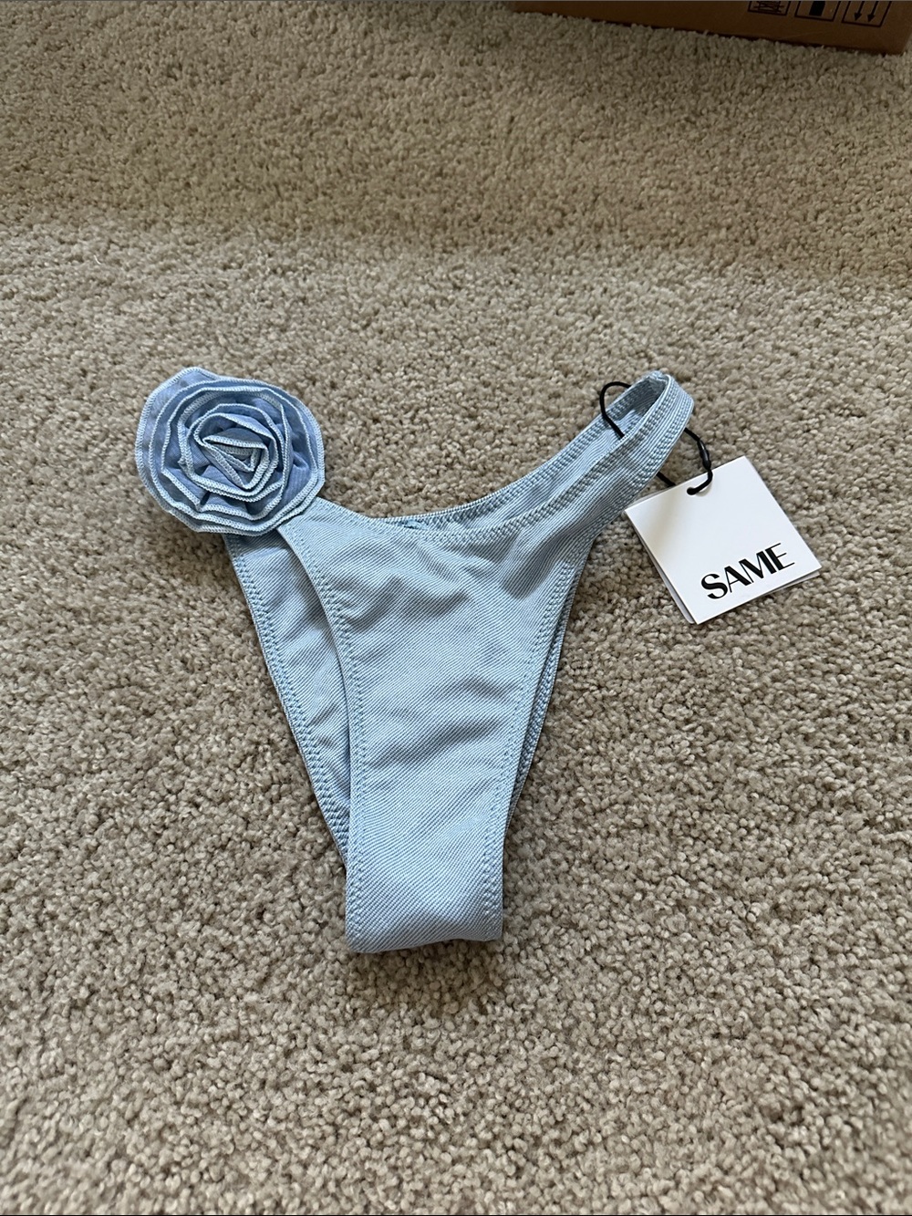 SAME Light Blue Floral Accent Bikini Bottom